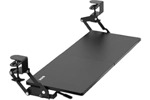 VIVO Large Clamp-on 68cm (83cm Including Clamps) x 28cm Computer Keyboard and Mouse Platform with Swinging Height Adjustment,