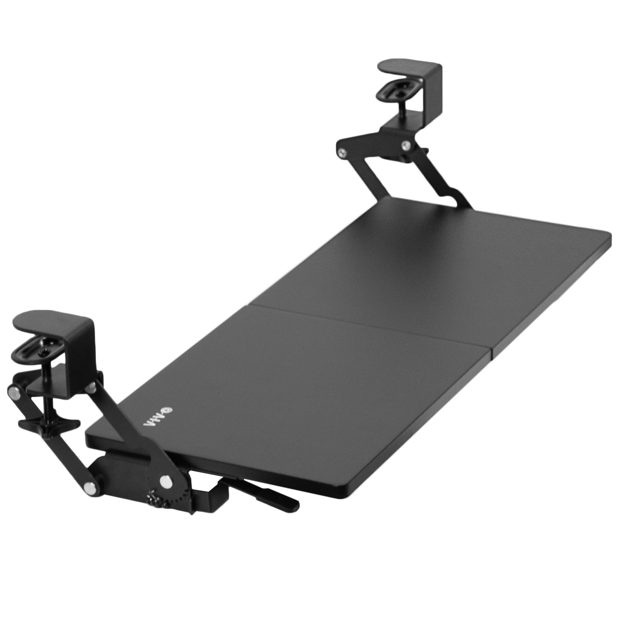 Photo 1 of VIVO Large Clamp-on 27 (33 Including Clamps) x 11 inch Computer Keyboard and Mouse Tray with 12 Setting Swinging Height Adjustment, Platform Drawer for Typing, Black, MOUNT-KB08V