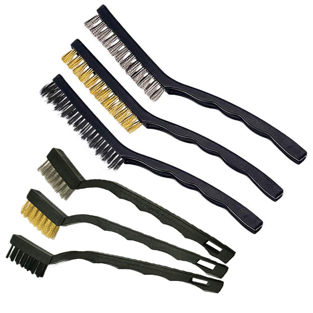 Sayago 6PCS Brass Wire Brush Wire Brushes Set Small Mini Wire Brush (Nylon Brass Stainless Steel)