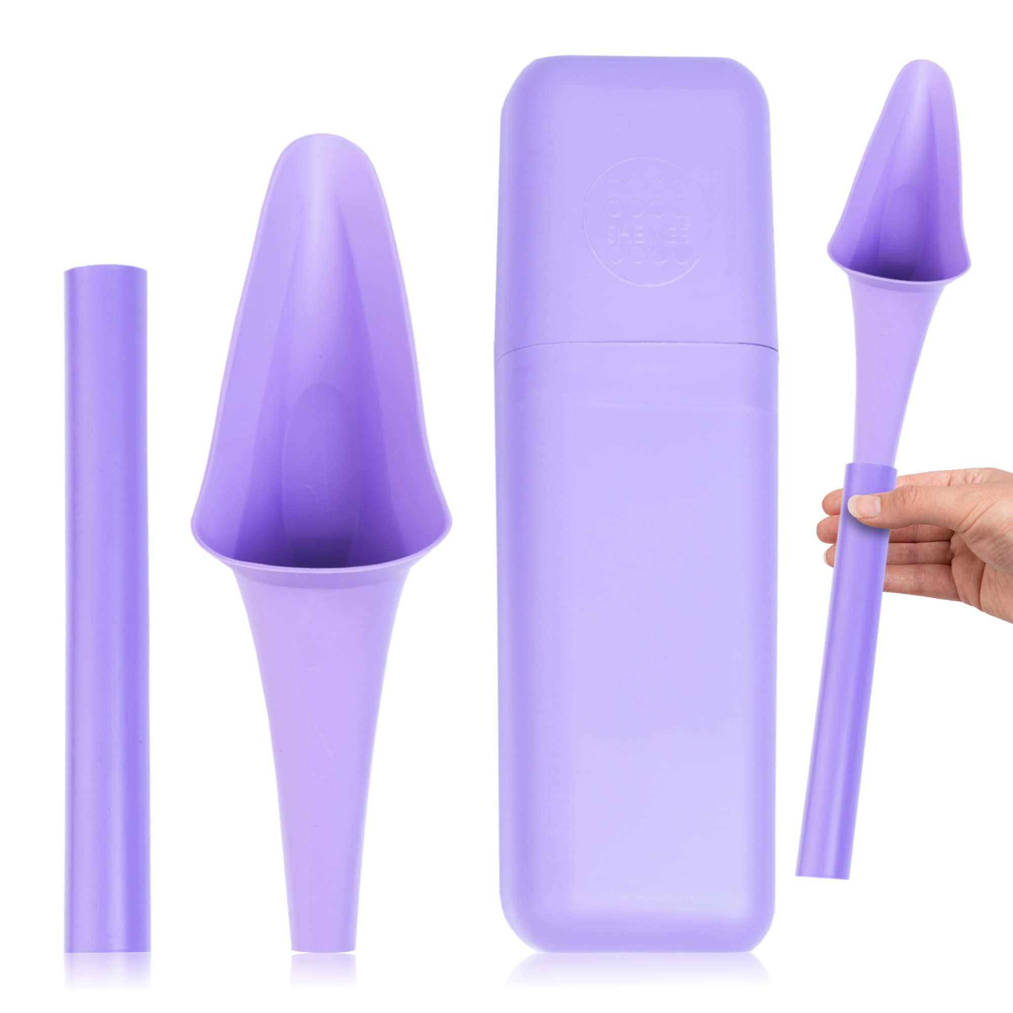SHEWEE Flexi + Case - Reusable Pee Funnel – A Flexible, Larger Version Of The Original Female Urination Device Since 1999! Quickly, Easily & Discreetly, Wee Standing Up. Comes with Pipe & Case (Lilac)