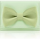 Denovin Small Wallets Woman, Cute Tri-fold Ladies Coquette Wallet for Women, Green Bow Credit Card Coin Holder Purse with ID Window for Cash Key Change (Green)