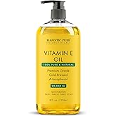MAJESTIC PURE Vitamin E Oil - 100% Pure & Natural, 20,000 IU | Premium Grade, Cold-Pressed and Tocopherol to Repair Dry, Dama