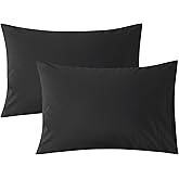 WhatsBedding King Size Pillowcases Set of 2, 20x36 Cotton Pillow Cases with Envelope Closure, Soft & Breathable Pillow Covers for Bed, Black