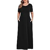 KARALIN Women’s Plus Size Maxi Dresses for Curvy Women Summer Casual Short Sleeve 2026 Long Dress 14W-26W