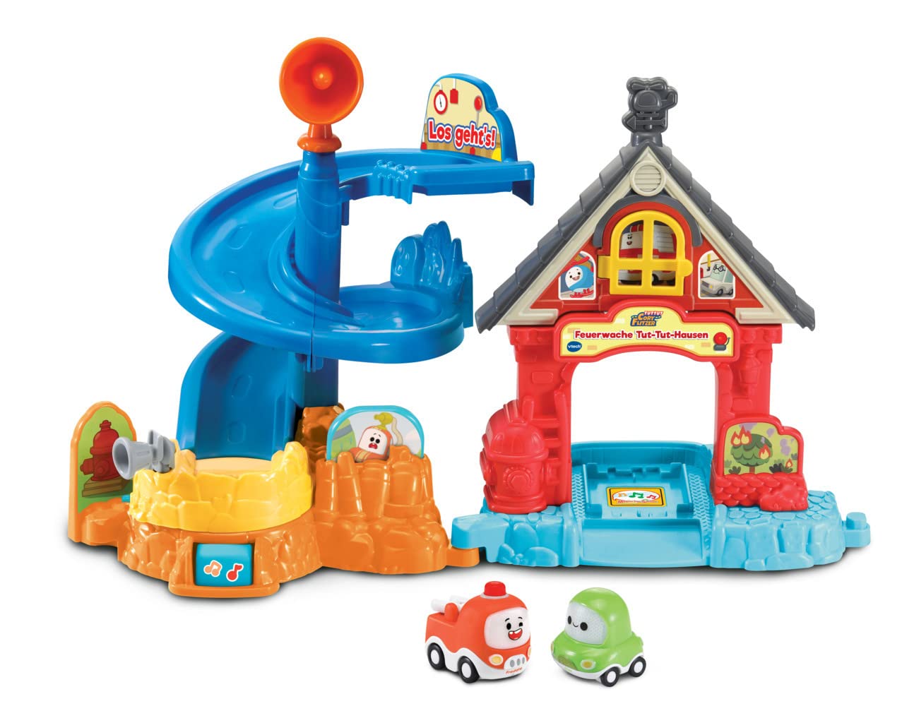 Vtech Tut Tut Cory Speedster - Fire Station Tut-Tut-Hausen - Interactive Fire Station with 2 Mini Vehicles and Original Voices from the TV Series on Netflix - For Children Aged 1-5 Years