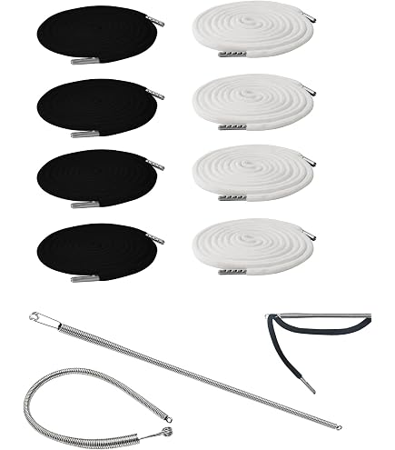 8-Piece Replacement Drawstring Cords With 3 Threaders - 53 Inch, Black & Blue, For Sweatpants, Hoodies, Bags
