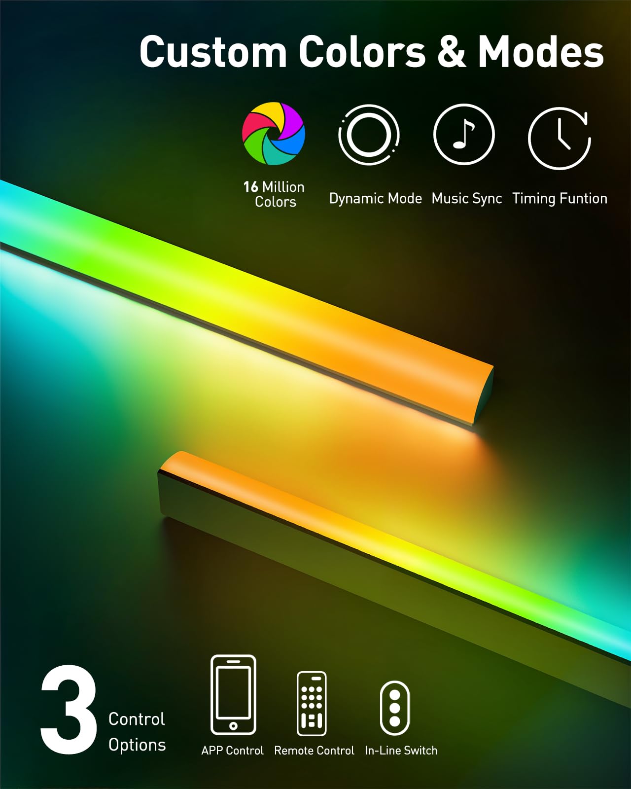 Perlegear TV Wandhalterung für 26-65 Zoll TVs bis 45 kg, LED-Hintergrundbeleuchtung mit Musik-Synchronisation, Max VESA 400x400mm mit Schwenk, Erweiterungs und Neigefunktion PGMF20 3