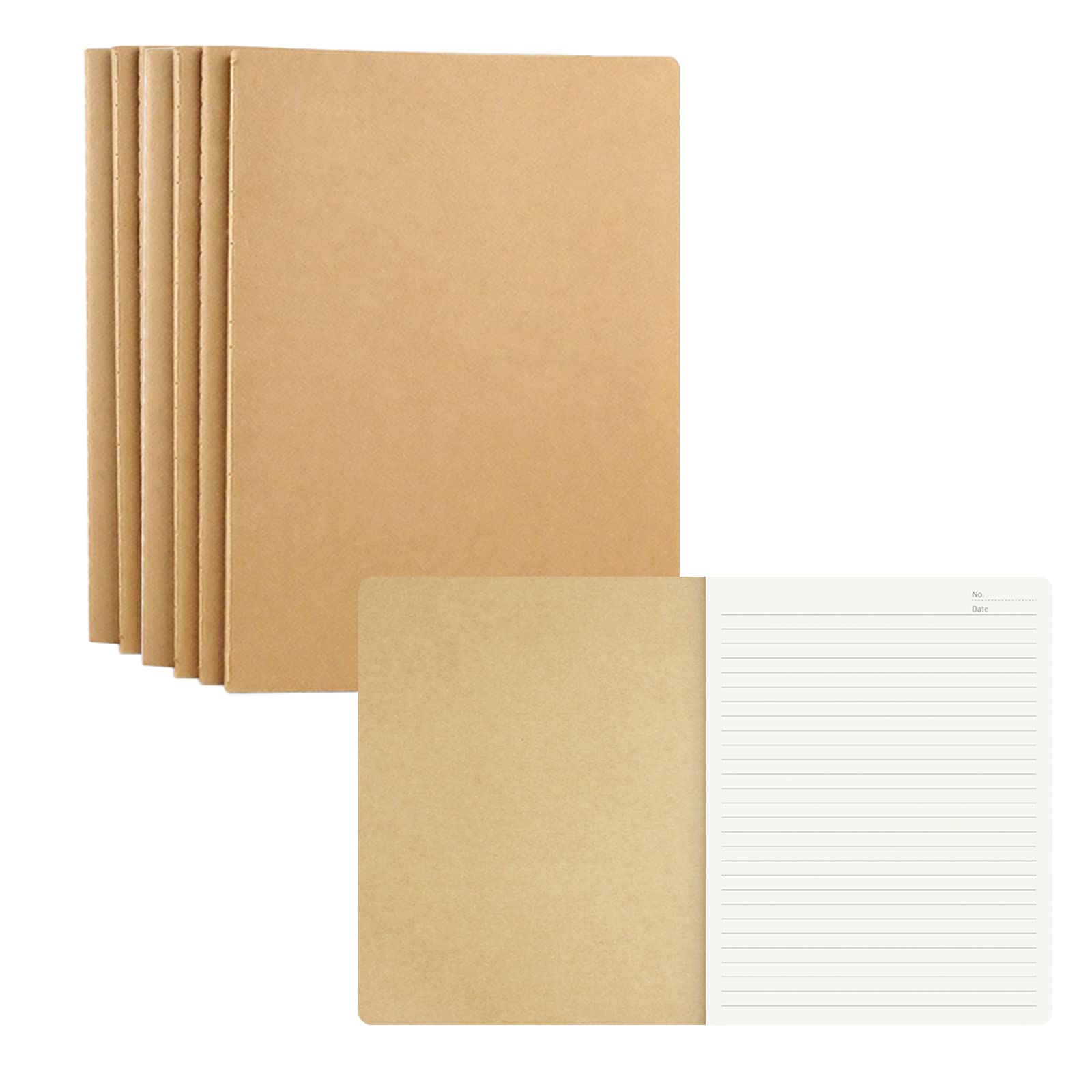 ZMCYN 6 Pack Lined Notebooks 8.5"x11" Kraft Cover Notebook, APProach A4 Size Journal Notebook Line Notepad for Kids, Students, Travelers(30 Sheets, 60 Pages Each Sketch Book) — image 1