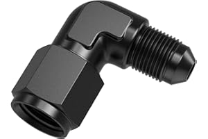 TRUCKMETER 90 Degree 4AN Female to 4AN Male Swivel Flare Union Fitting Adapter, Black Hard Aluminum Hex Anodized Connector, Automotive Accessories Suitable for Vehicle Fuel Oil Line Modification