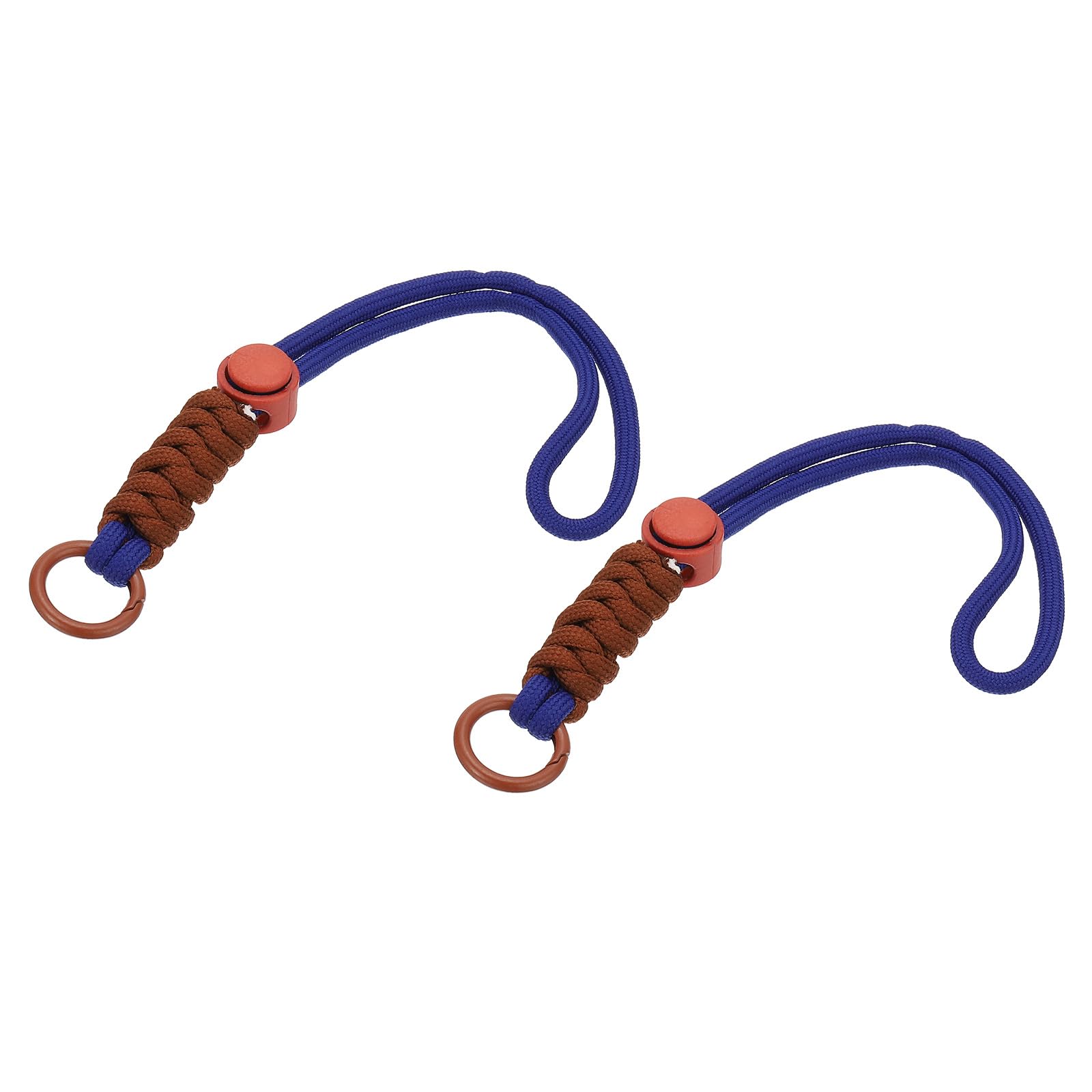 PATIKIL Paracord Lanyard Keychain, 2Pcs Cell Phone Keychain Rope Wrist Lanyards Braided Strap with Spring Ring for Hanging Key, Dark Blue, Orange