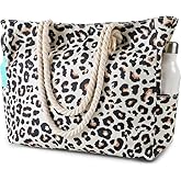 Pleneal Beach Bags For Women - Large Beach Bags with Zipper Waterproof Sandproof Swim Pool Beach Bag