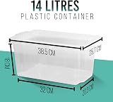 Klass Home Collection 4 x 14 Litre Clear Plastic Storage Boxes with Lids view 3