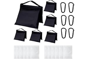 Gimaibugraff 6 Pack Sandbags with 12 PE Bags and 6 Buckle, Weight Bags for Light Stand Photography Video Equipment, Heavy Duty Sand Bags for Backdrop Stand, Photo Tripod, C Stands and Light Stands
