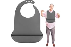 varlldibao Adult Bibs for Women/Man，1 Pack Adult Silicone Bib for Eating， Washable Waterproof Bibs for Adults with Crumb Catcher，Gift for Mom/Dad