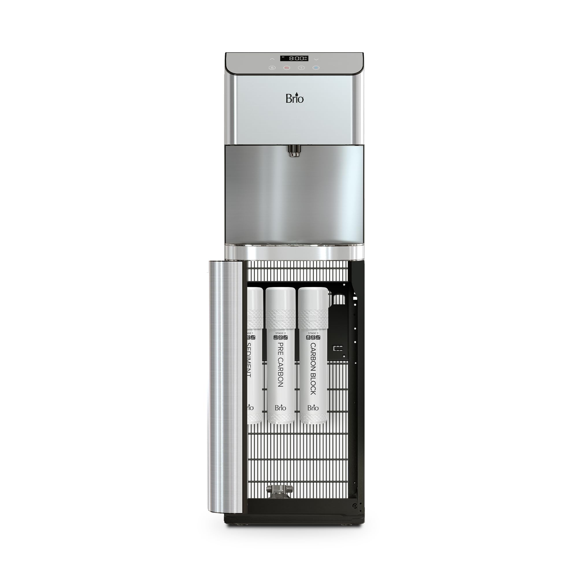 Photo 1 of ***This item is used, it's missing parts, and it's unknown if it works 100%.****Brio Moderna Self Cleaning Bottleless Water Cooler Dispenser with Filtration – Adjustable Temperature – Digital Clock – LED Nightlight – Tri Temp Hot, Cold, and Room