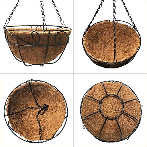 Amagabeli 4 Pack Metal Hanging Planter Basket with Coco