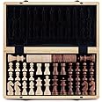 A&A 15 inch Wooden Folding Chess & Checkers Set for Adults / 3 inch King Height Staunton Weighted Chess Pieces / 2 Extra Queens / 2 in 1 Chess Board Game…