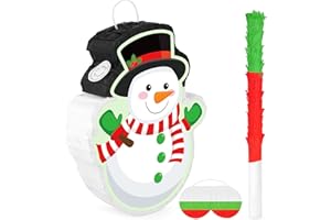 ABILAT Snowman for Christmas Pinata Party Winter Decor with Stick & Hanging Loop, Pinata Decoration for Xmas Holiday Wonderland Party Game Birthday Party Baby Shower Supplies
