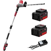 MZK 20V 23-Inch Cordless Hedge Trimmer with 2 x 4Ah Batteries | Bush &amp; Shrub Cutter with extension pole for tall hedges, shrubs, garden edges, and overhead trimming.