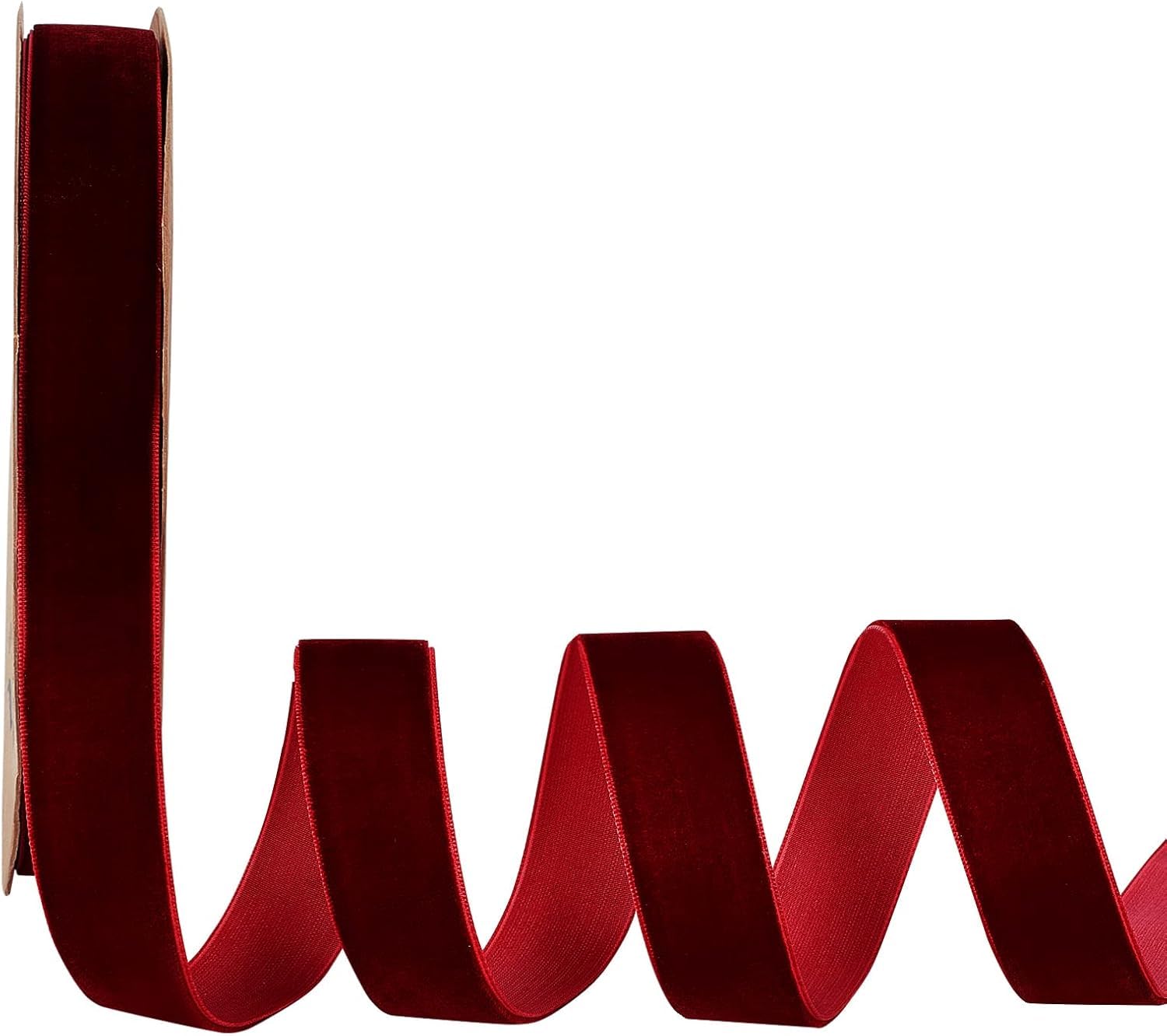 arricraft About 18m Christmas Single Side Velvet Ribbon, 25mm Wide Dark Red Satin Ribbon Roll for Wedding Gift Wrapping Hair Bows Flower Arranging Home Decorating