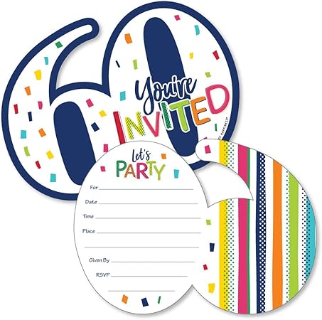 Biglietti Di Invito Per 60 Compleanno Con Buste Colorati Per Il Sessantesimo Compleanno Amazon It Casa E Cucina