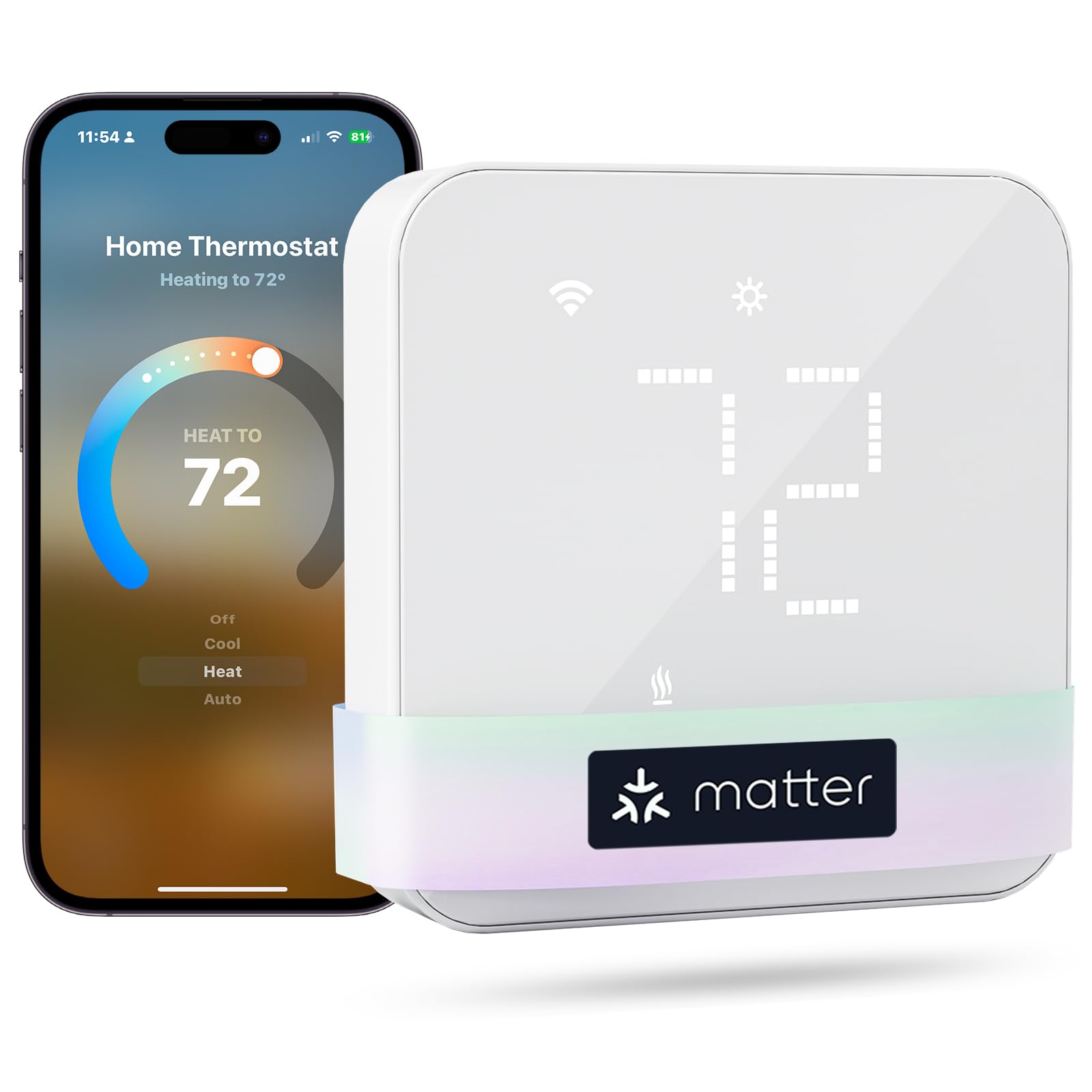 Photo 1 of meross Smart Thermostat for Home, WiFi Thermostat Works with Matter, Alexa, Apple Home, Google Assistant, App & Voice Control, 7x24h Scheduling, Energy Saving, C-Wire Required