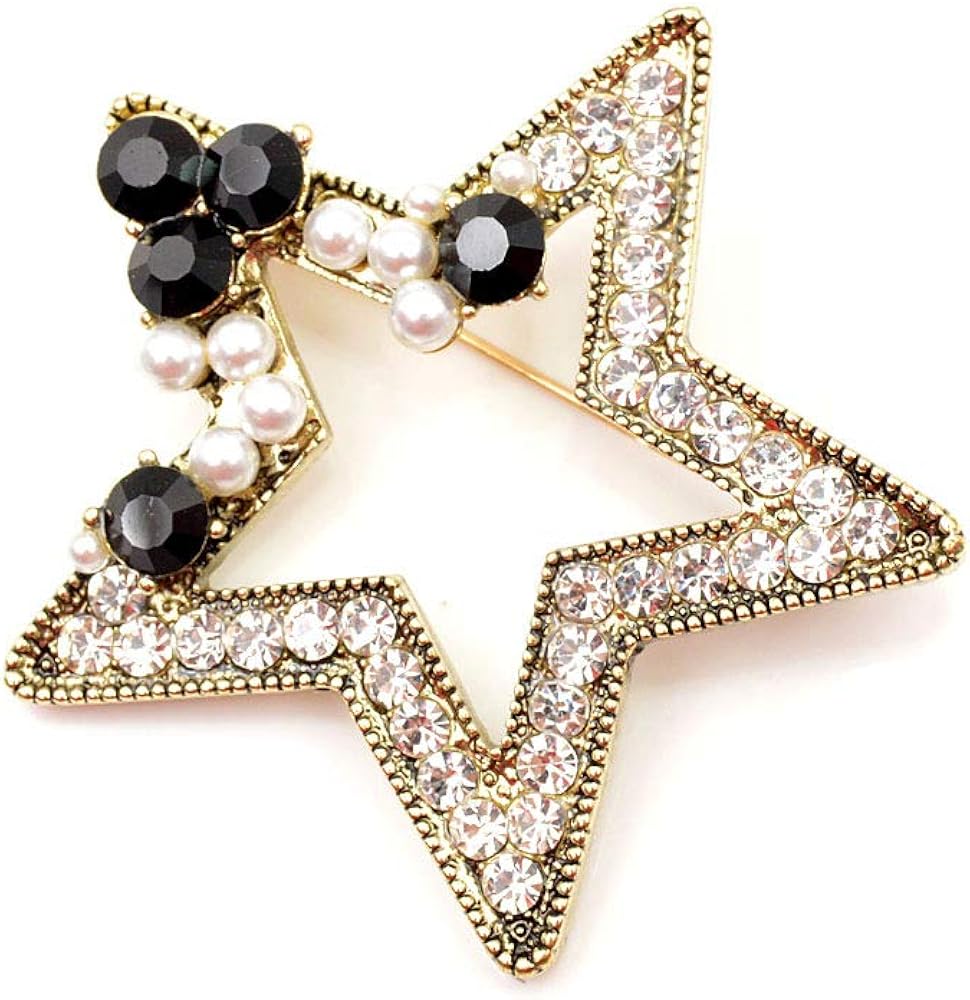 COLORFULTEA Rhinestone Star Brooches for Women Vintage Alloy Pins Coat Brooch Shining Elegant