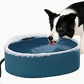 Large Heated Water Bowl for Dog & Cat, Outdoor Heated Dog Bowl with Chew Resistant Power Cord, Waterproof Heated Pet Bowl Smart Thermal-Dish in Winter for Dog Cat Chicken Birds, 125 OZ UL Certified