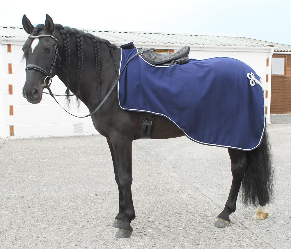 Rhinegold Embroidered Ride-On Rug, Fly Rugs for Horses, Full Navy