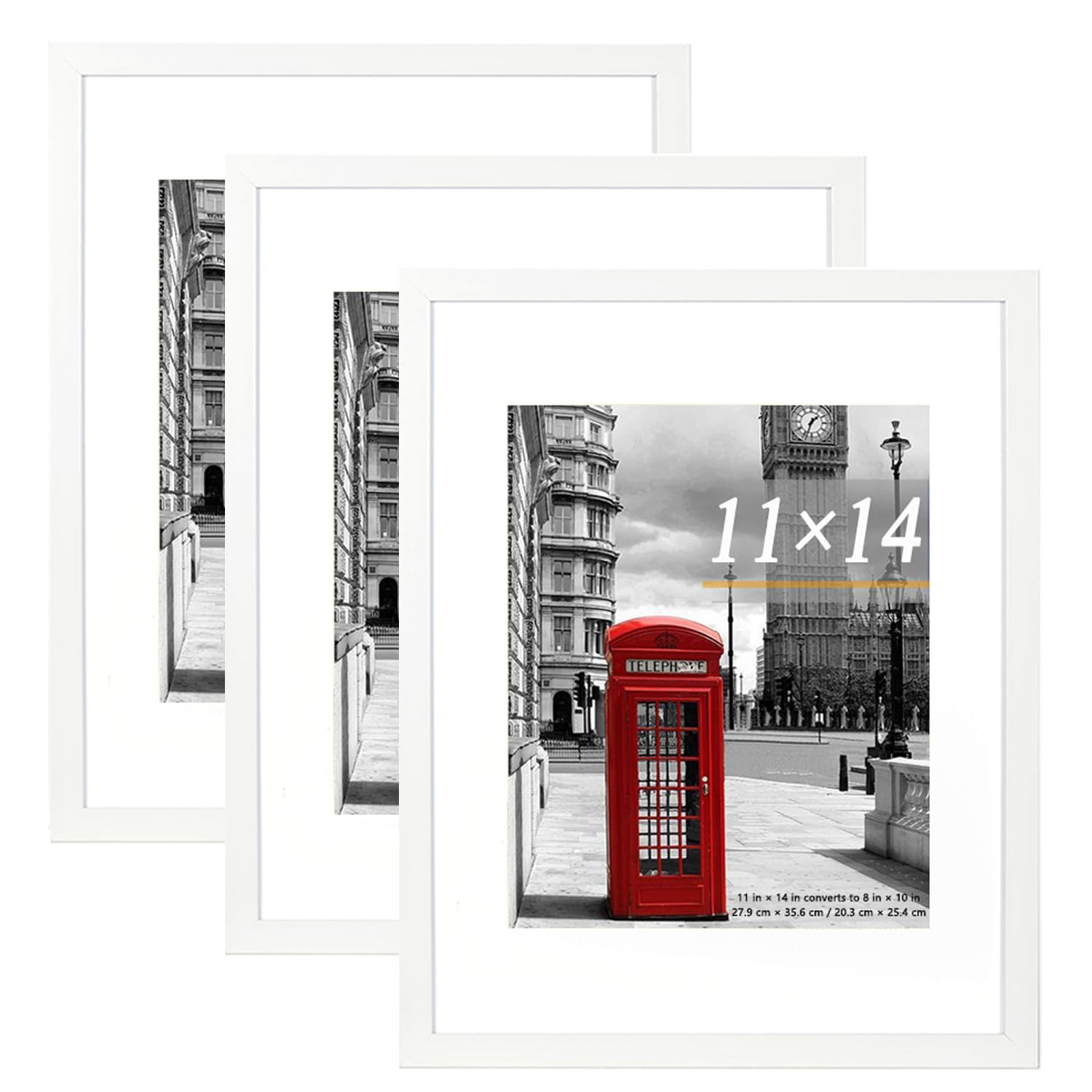 Scholar Tree White Picture Frames 14x11 Inch 3 Pack, Picture Frame for Tabletop and Wall Mounting, Mount for Picture 8x10