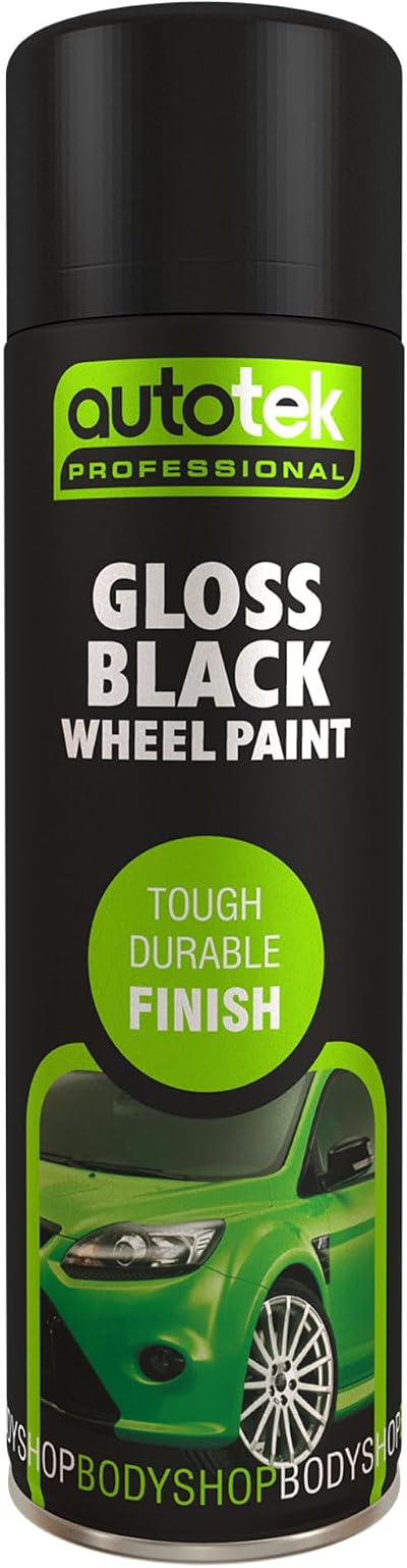 Autotek Gloss Black Wheel Spray Paint 500ml Tough Durable Finish Acrylic Fast