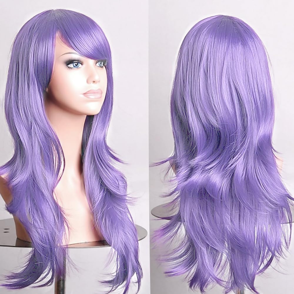 YEESHEDO Long Wavy Curly Pastel Purple Cosplay Wigs for Women with Bands Costume Cosplay Party Wig 70cm (Light Purple) — image 1
