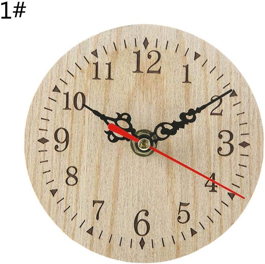 Heitaisi Wall Clock Wooden Retro Clock Creative Kitchen Clock Circular Brackets Home Furnishing Decorative Clock Study Office Bedroom Living Room(Without Battery)
