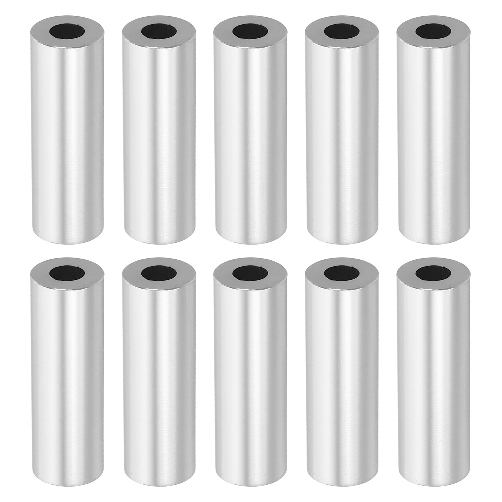 PATIKIL M6 Aluminum Spacers, 10 Pcs Metal Spacer Aluminum M6 X1/2"OD X1-1/2"L Aluminum Spacer Screw Standoff Round for 1/4" or M6 Screw Bolts, Silvery