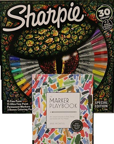 Sharpie Colored Permanent Markers Special Edition (30 Count), 15 Color, The Marker Playbook (Learn to Draw, Design & Dazzle with Markers)