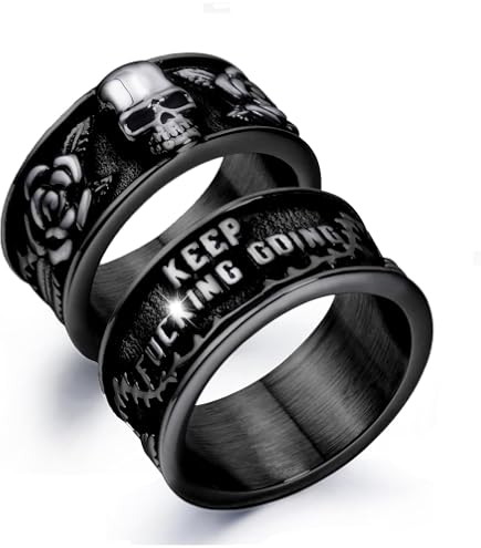 SAINTHERO Men's Vintage Stainless Steel Band Rings Gothic Devil