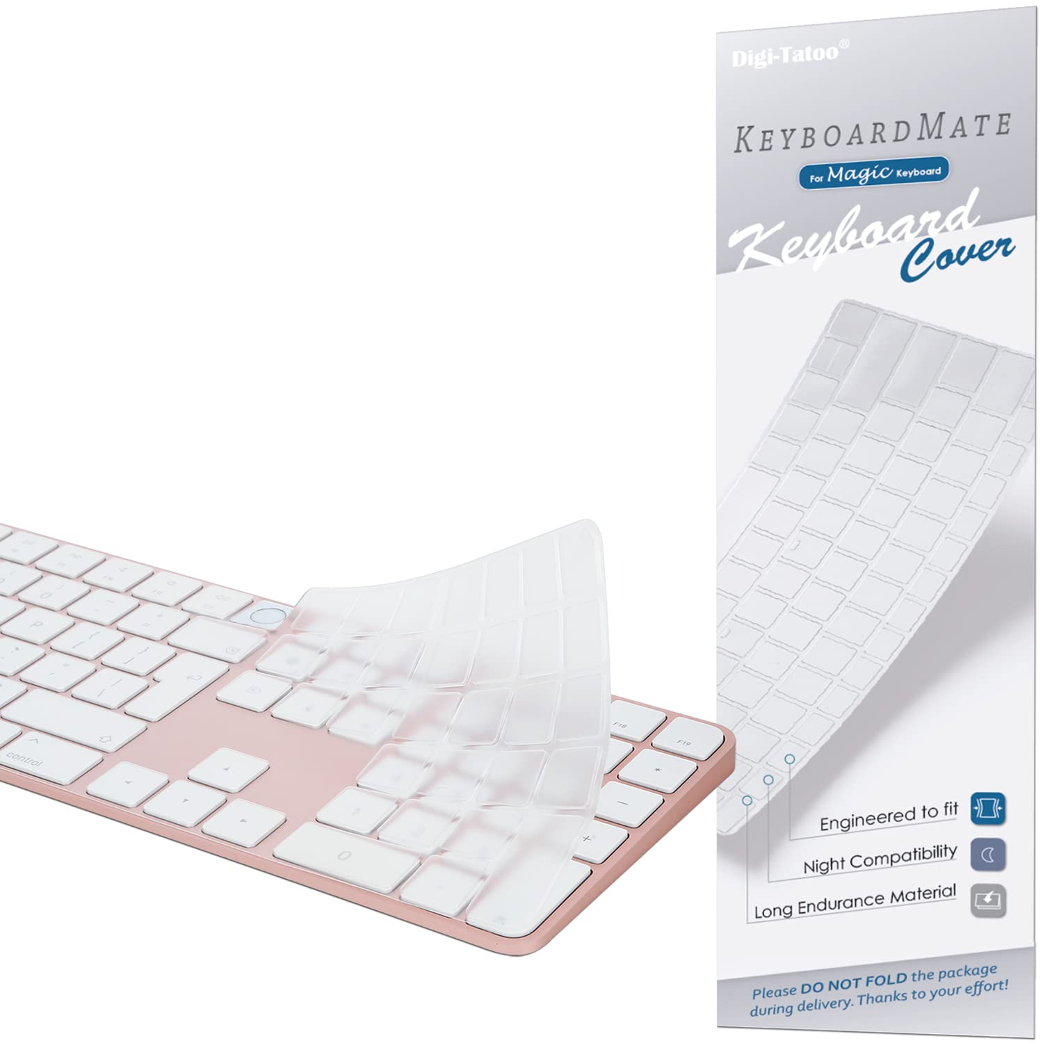 Digi-Tatoo [Not for 2024 Release A3119] Keyboard Cover for iMac Magic Keyboard (Europe Layout 7 Shape Enter Key)(Model A2520, Touch ID Version, with Numeric Key) Ultra Thin Clear Protector Skin