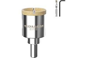 Mollom 1-1/4" (32mm) Diamond Hole Saw with 2Pcs Removable Pilot Drill Bit Smooth Cutting for Porcelain Tiles,Glass,Ceramic,Marble,Fiberglass,etc