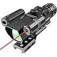 UUQ 4X32 Prism Optics Rifle Scope with Red Laser,Red Illuminated Reticle,Upgraded Buttons,and Glass Etched Reticle 4X Magnification-Fits 20mm Free Mounts