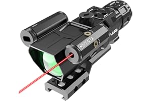 UUQ 4X32 Prism Optics Rifle Scope with Red Laser, Red Illuminated Reticle, Upgraded Buttons, and Etched Reticle 4X Magnificat