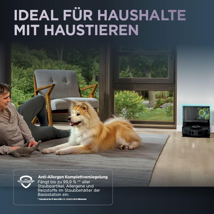 Shark PowerDetect 2-in-1 Saugroboter & Wischroboter, NeverTouch Pro 60-Tage-Selbstentleerung, selbständiges Nachfüllen, 3D-/ LiDAR-Navigation, NeverStuck, App-Steuerung, Schwarz RV2800YEEU 6