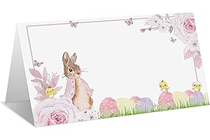 OZTEMETY Place Cards for Easter, Editable Name Place Cards, Seating Place Cards for Tables, Tent Style Cards for Spring Wedding, Dinner Party or Any Occasion, Easy Folding, Pack of 25 Escort Cards(D11)