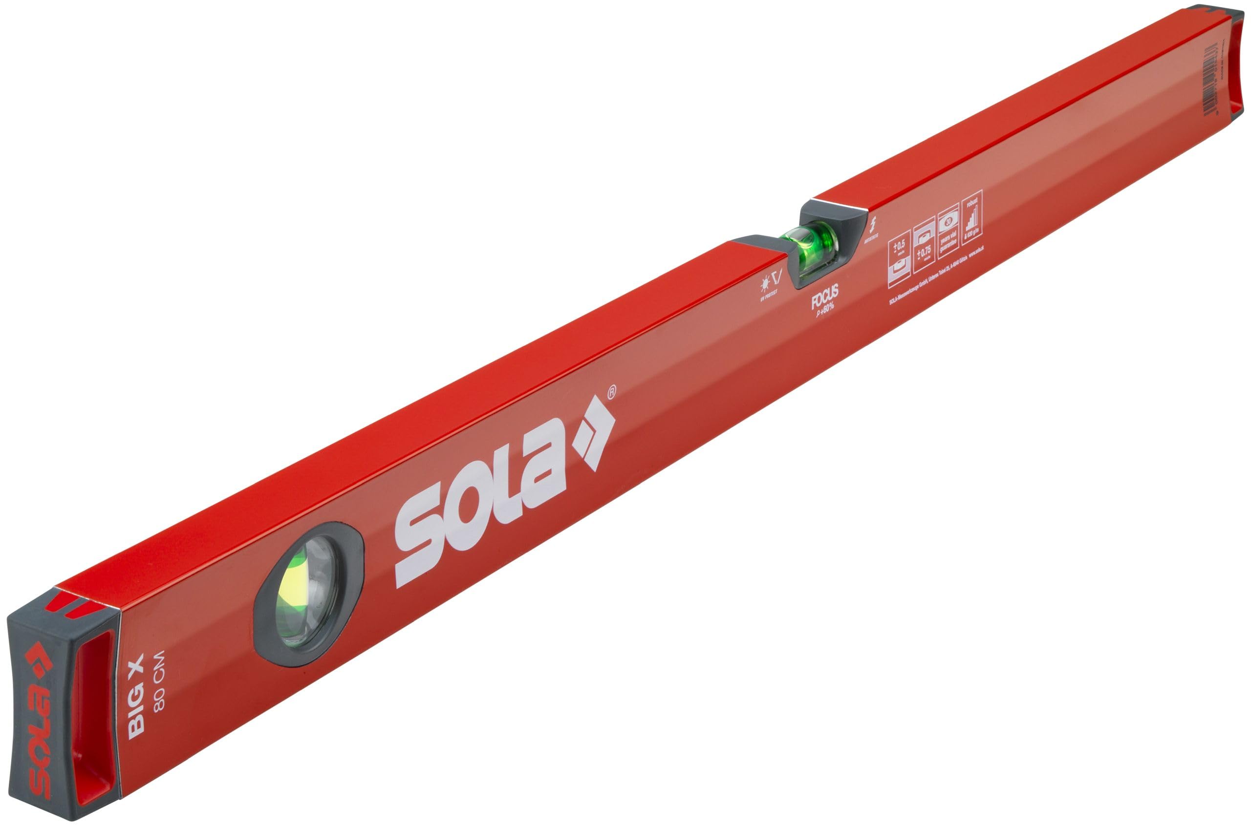Sola Big X 80 80 cm Box Profile Spirit Level - Red