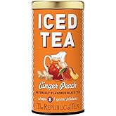 The Republic of Tea – Ginger Peach Black Iced Tea Bags, 8 Large Quart-Sized Iced Tea Pouches, Naturally Caffeinated