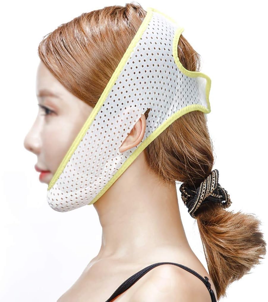 FS Face Lift Mask,Chin Strap Recovery Bandage Sleep Thin Face Bandage Thin Face Mask Face-Lift Artifact to Enhance Small V Face with Face-Lift Beauty Mask Bandage (Color : Yellow and White)