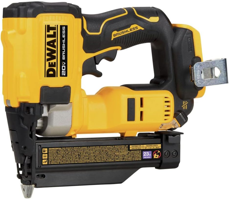 DEWALT Atomic 20V MAX Brushless Cordless 23 Ga Pin Nailer DCN623B