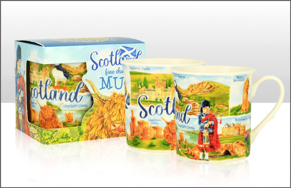 Elgate Scotland Watercolour Regal Fine China Mug in Box Gift Souvenir Cup Tea Coffee Gift Souvenir