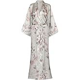 DandyChic Kimono Robes For Women Floral Long Lightweight Silky Sleepwear bridal Dressing Gown