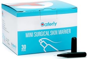 Saferly Mini White Body Skin Marker Pens, Washable, for Tattoo Marking and Body Piercing Art, Professional Cosmetic Ink, Box of 30