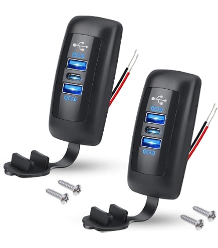Linkstyle KFZ Ladepanel Mit Schalter – 2x USB-A 18W QC3.0 & 1x USB-C 36W PD, LED Voltmeter, Für 12V/24V Auto, Wohnmobil, Boot